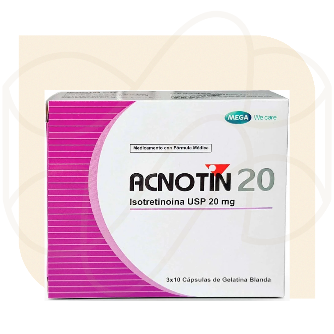 Acnotin 20 mg, caja de 30 capsulas